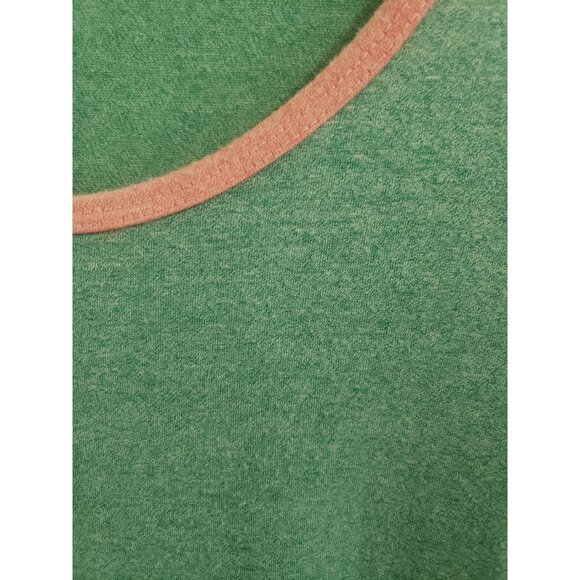 LulaRoe Tunic Top with Drop Shoulder Green with Pink Trim Shirt Size S - Picture 3 of 5